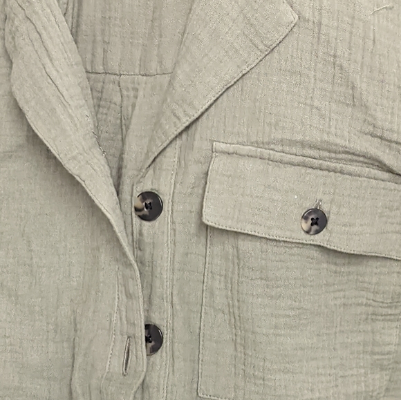 MADEWELL ARMY GREEN SHORT SLEEVE SHORTS JUMP SUIT - Picture 3 of 3